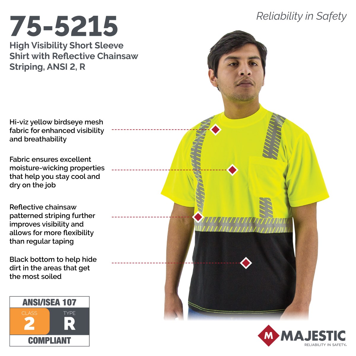 High Visibility Short Sleeve Shirt with Reflective Chainsaw